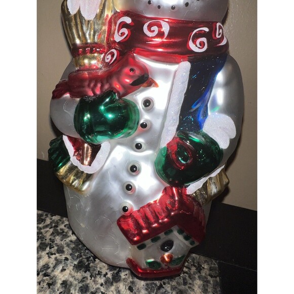 Christopher Radko Snowman Large Blown Glass Standing Centerpiece Tabletop Vtg - Picture 12 of 13